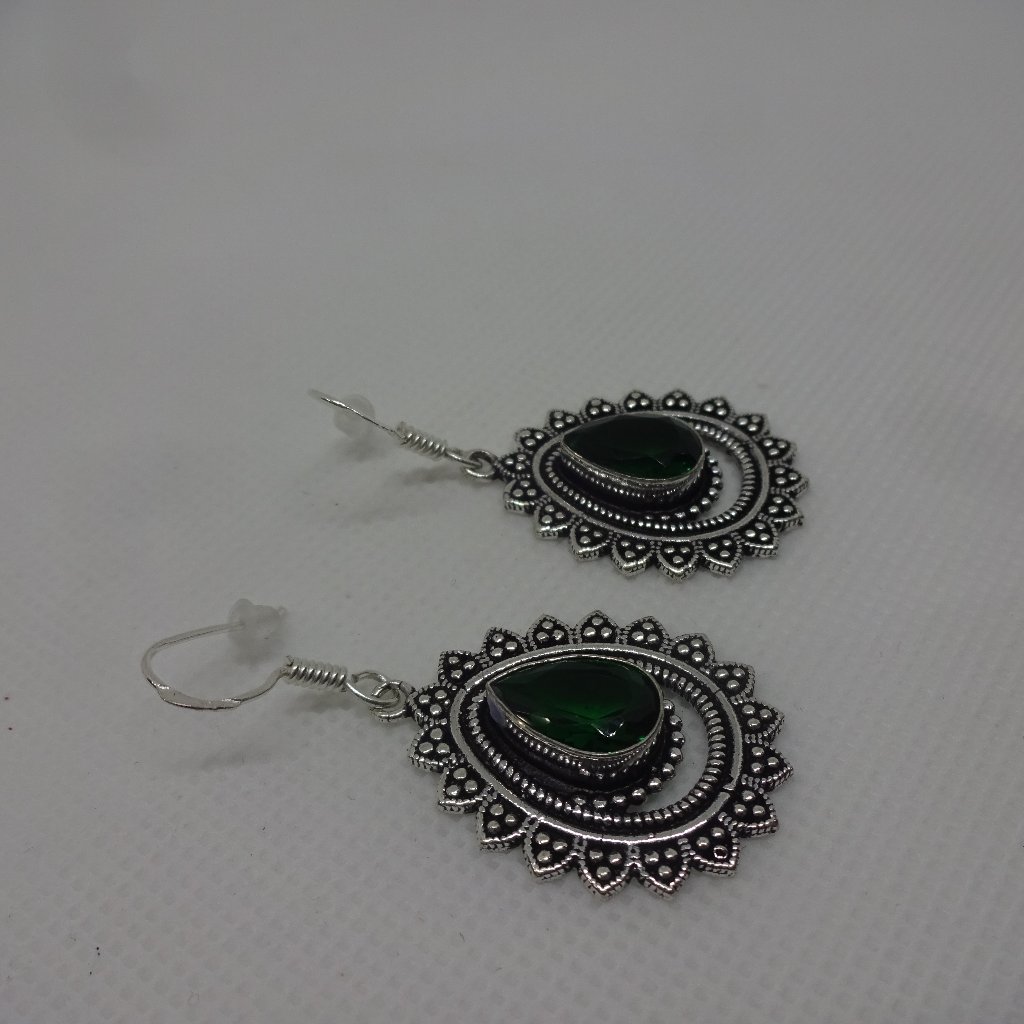 Elegant Emerald Handmade Lacey Sterling Earrings 754
